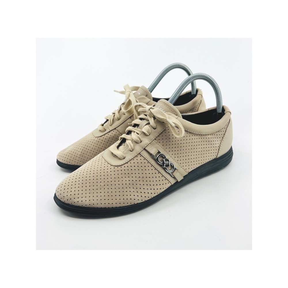 Cole Haan Bria Grand.OS Sport Sneaker‎ Size 8B Cream Perforated Leather Low Top